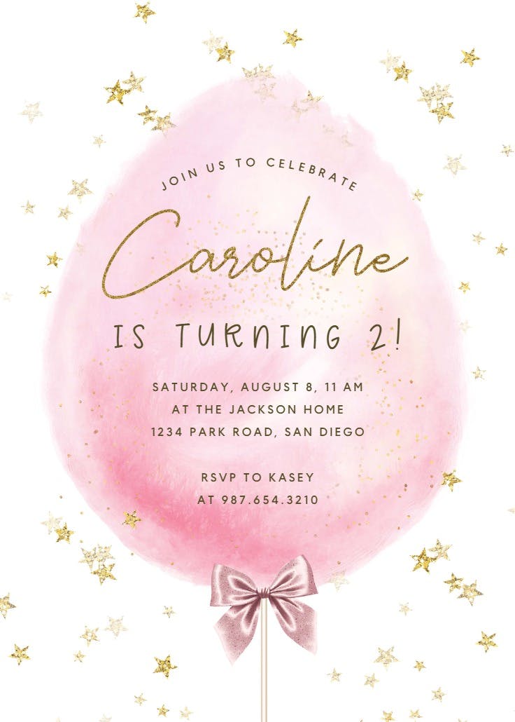 Cotton candy - birthday invitation