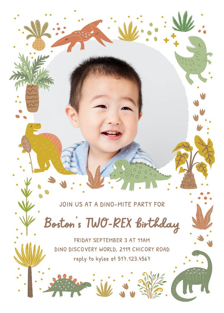 Roarsome roundup frame - invitación de cumpleaños