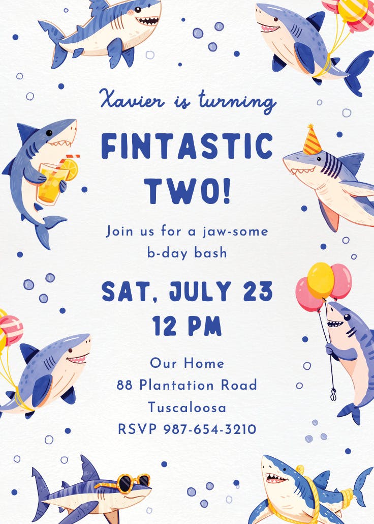 Silly shark - birthday invitation