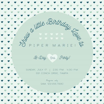 All Hearts - Birthday Invitation Template (Free) | Greetings Island