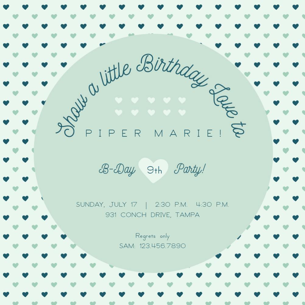 All hearts - birthday invitation