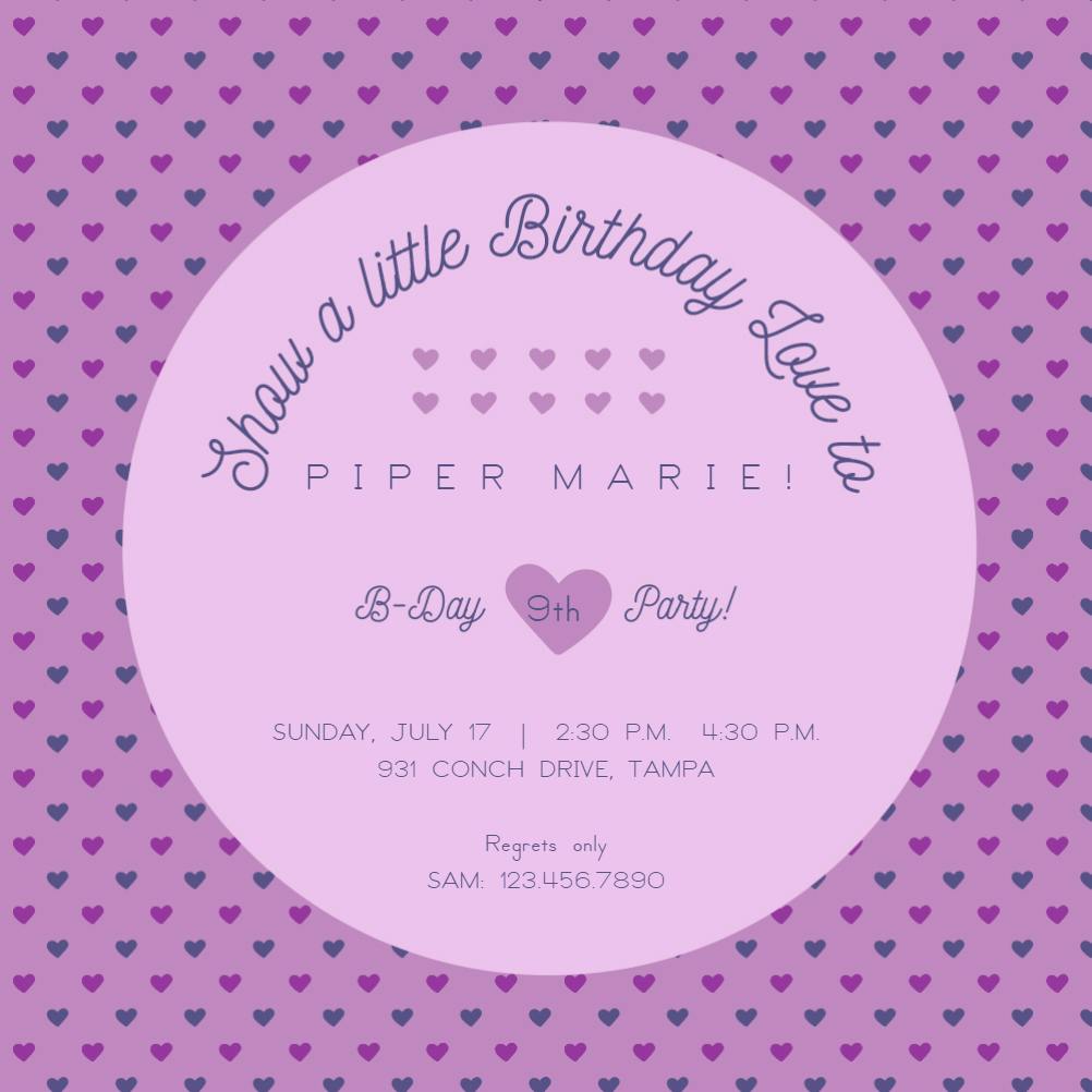 All hearts - birthday invitation