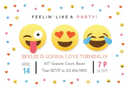 Emoji Birthday Invitation Templates Free Greetings Island