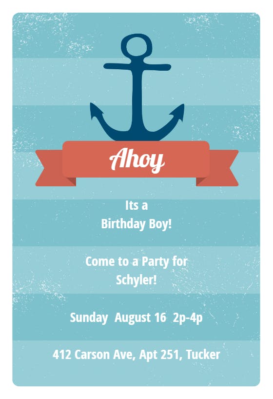 Anchor - birthday invitation