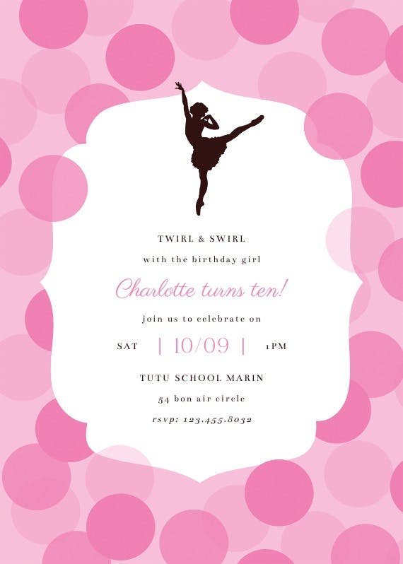 Ballerina dance - birthday invitation