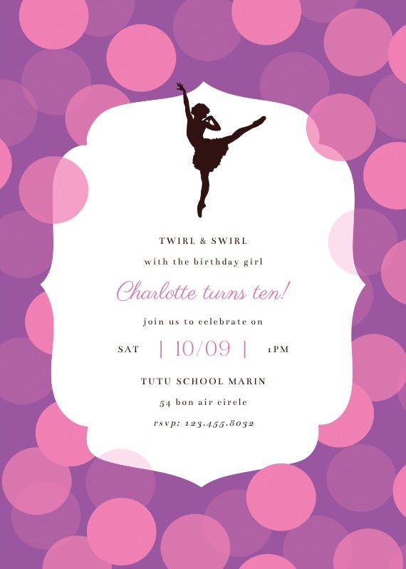 Ballerina dance - birthday invitation