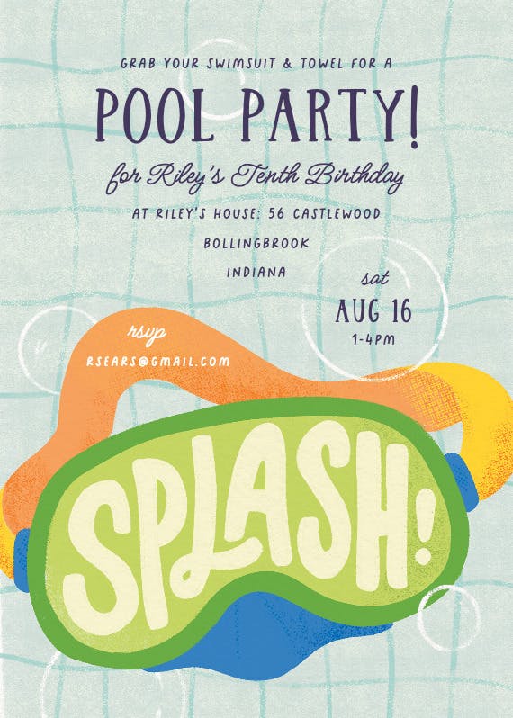 Big splash - party invitation