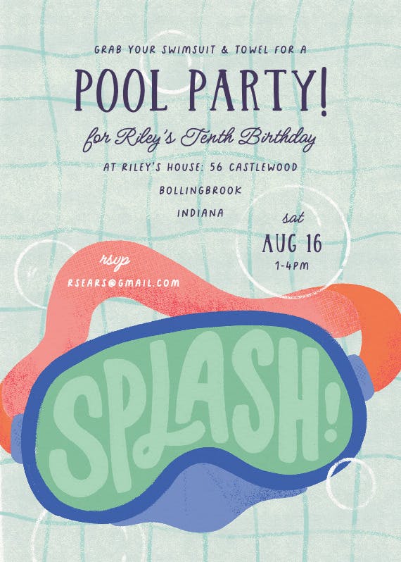 Big splash -  invitación de fiesta
