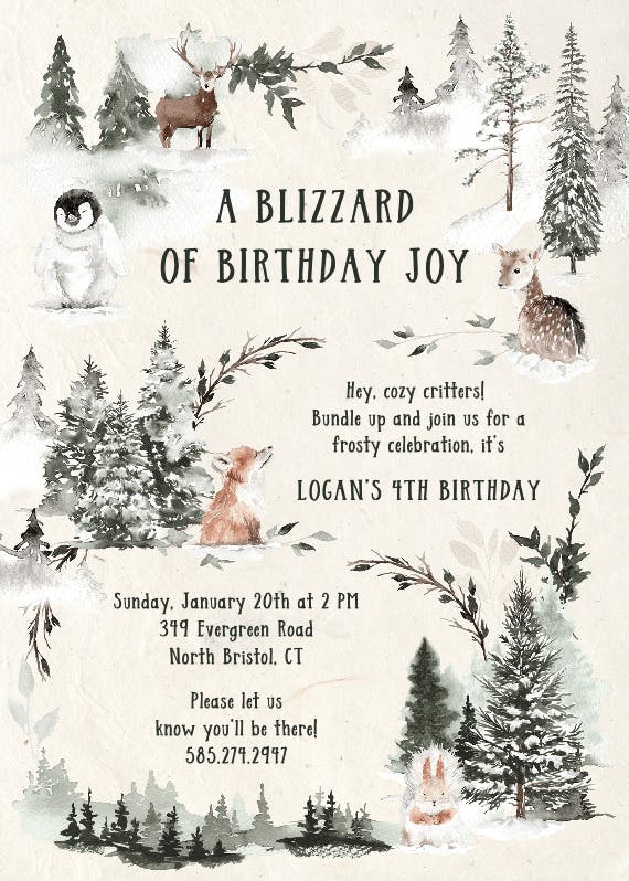 Birthday blizzard - party invitation