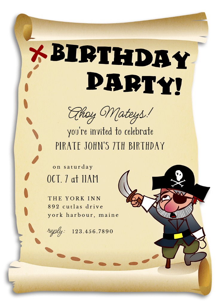 Birthday Pirates - Birthday Invitation Template (Free) | Greetings Island