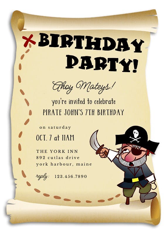 Birthday pirates -  invitación de cumpleaños