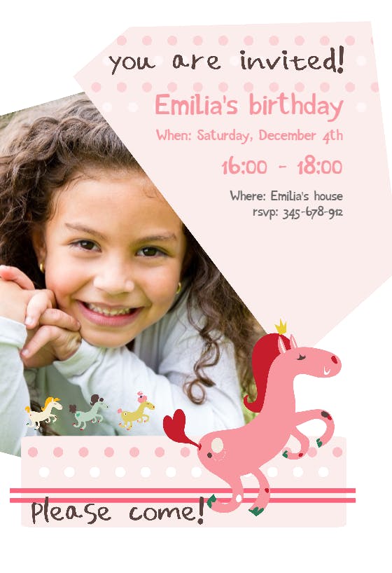 Birthday pony - party invitation
