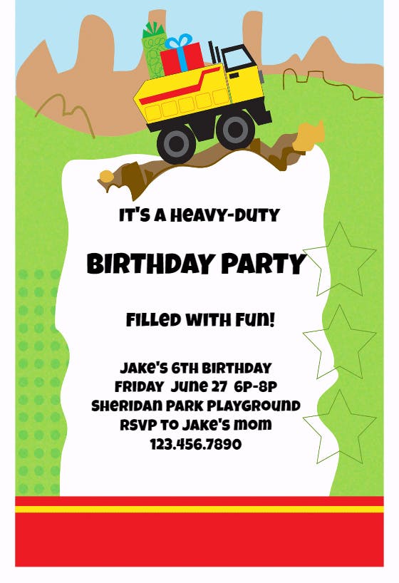 Birthday truck -  invitación de cumpleaños