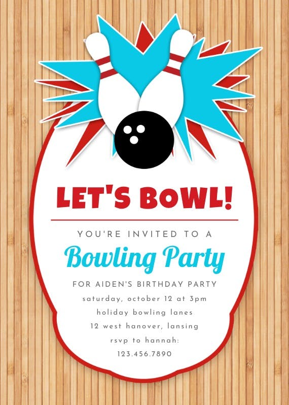 Bowling party -  invitación de cumpleaños