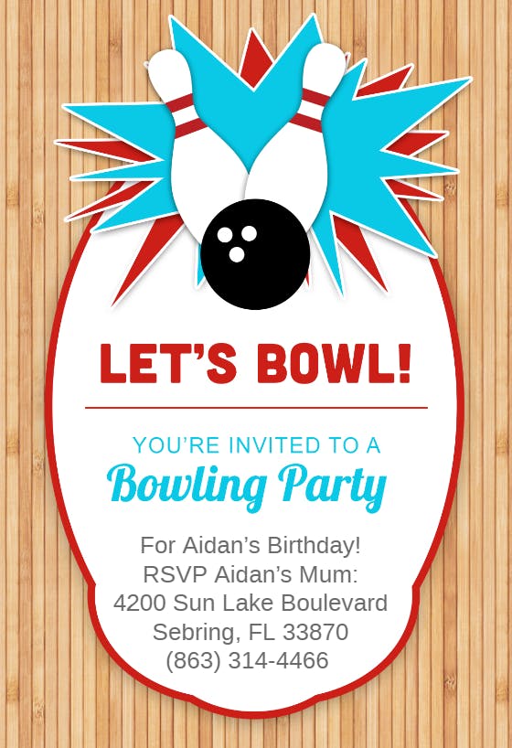 Bowling party -  invitación de cumpleaños