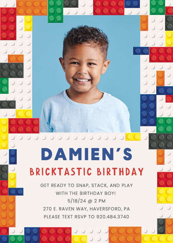 Bricktastic bash photo -  invitación de cumpleaños