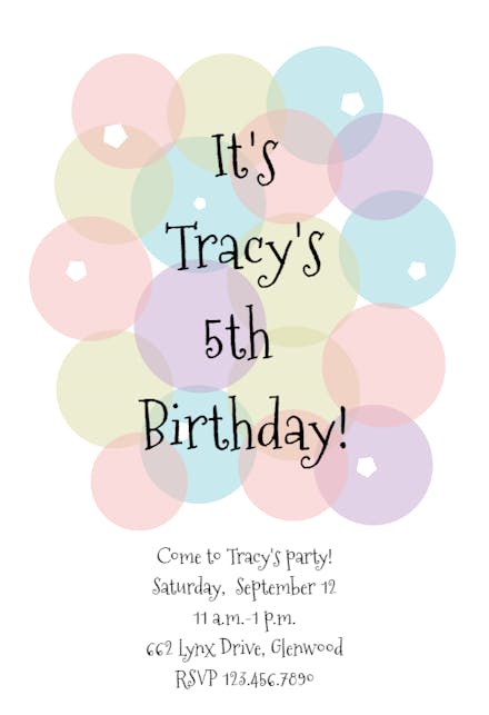 Bubbles - Invitación de Cumpleaños