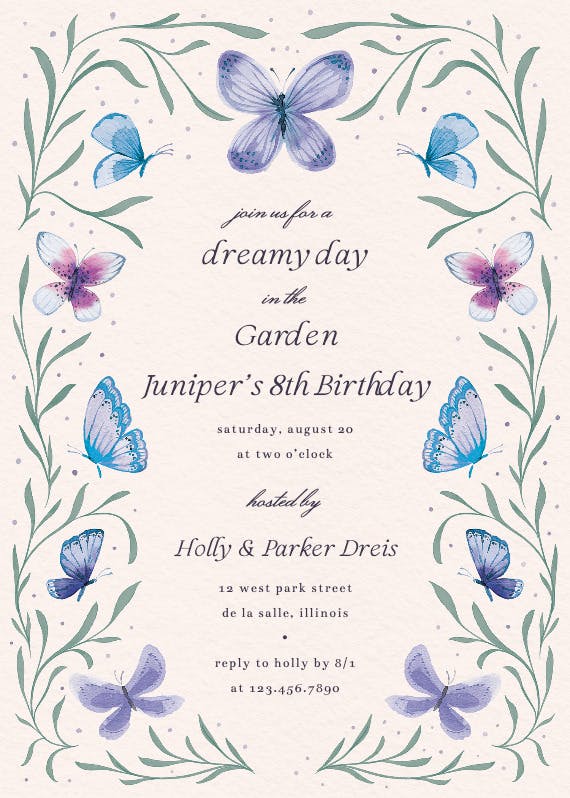 Butterfly garden - party invitation