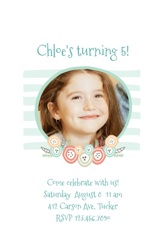 Button flowers party - birthday invitation