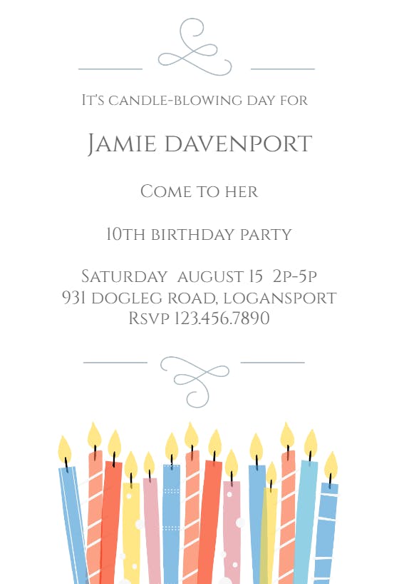 Candle blowing day - birthday invitation