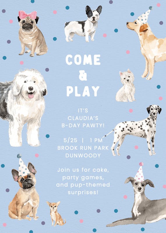 Canines galore - birthday invitation