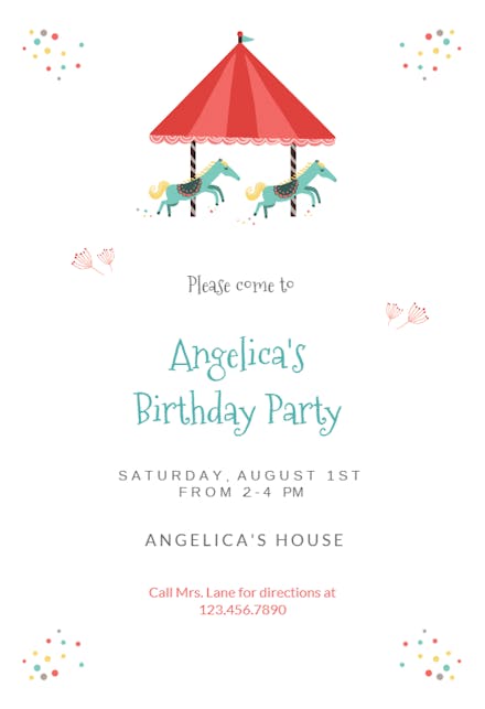 Carousel Girl - Birthday Invitation