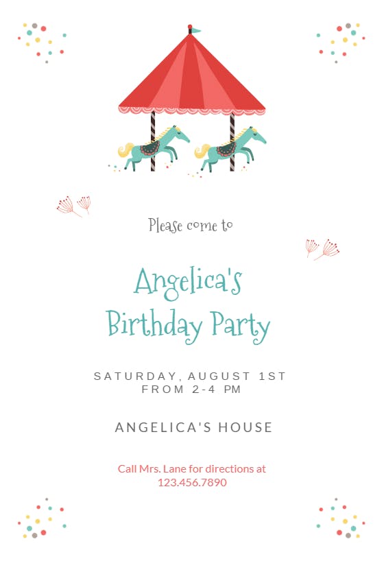 Carousel girl - birthday invitation