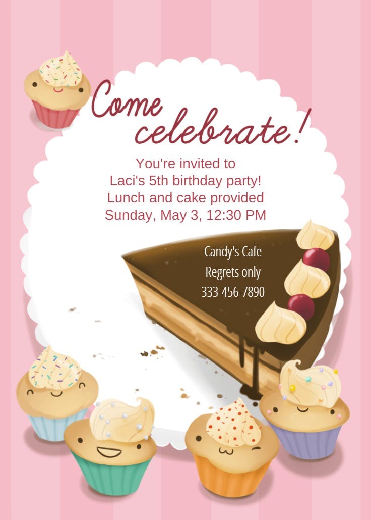 Celebrate 5th birthday - birthday invitation