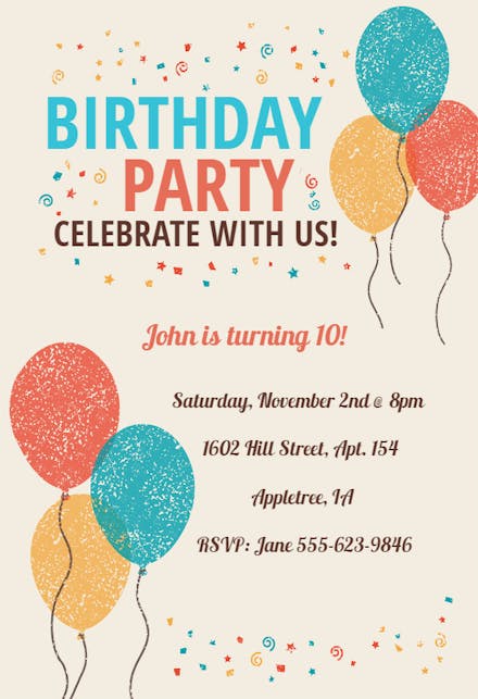 Examples Of Invitations To A Birthday Party