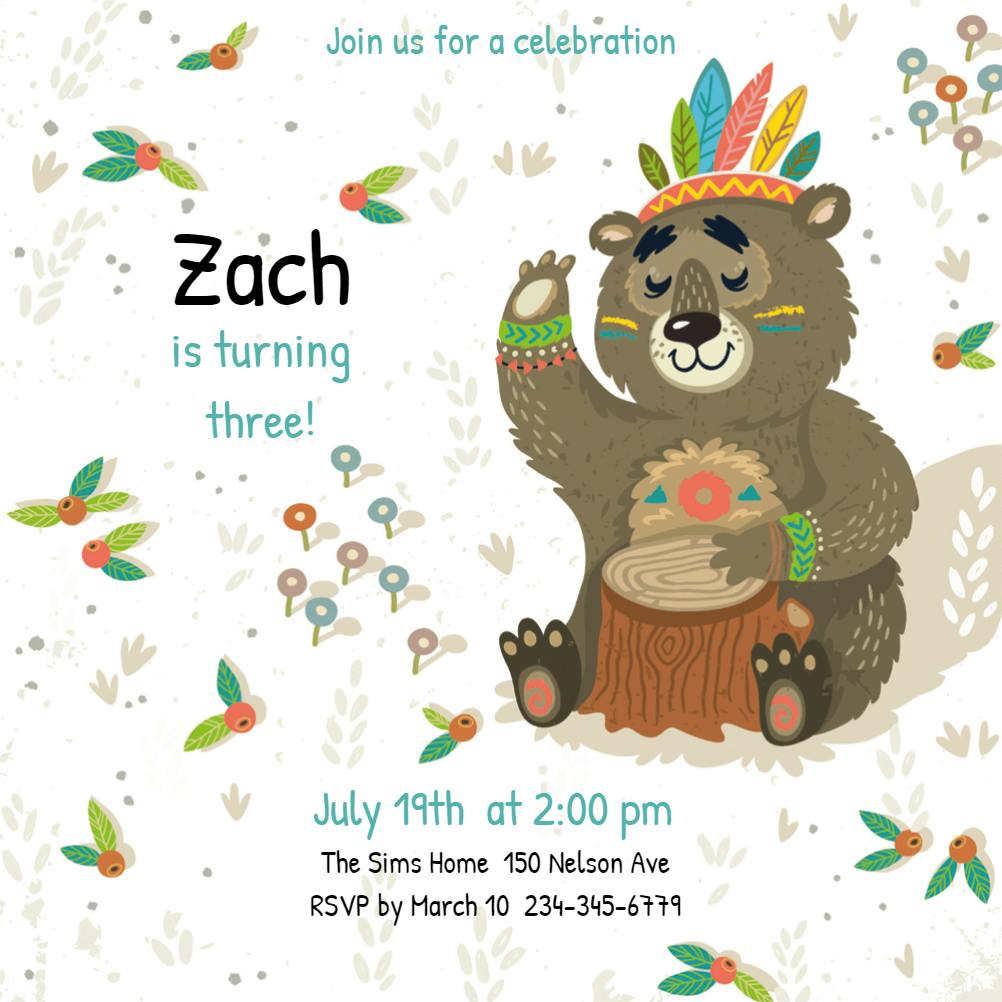 Chief bear -  invitación de cumpleaños