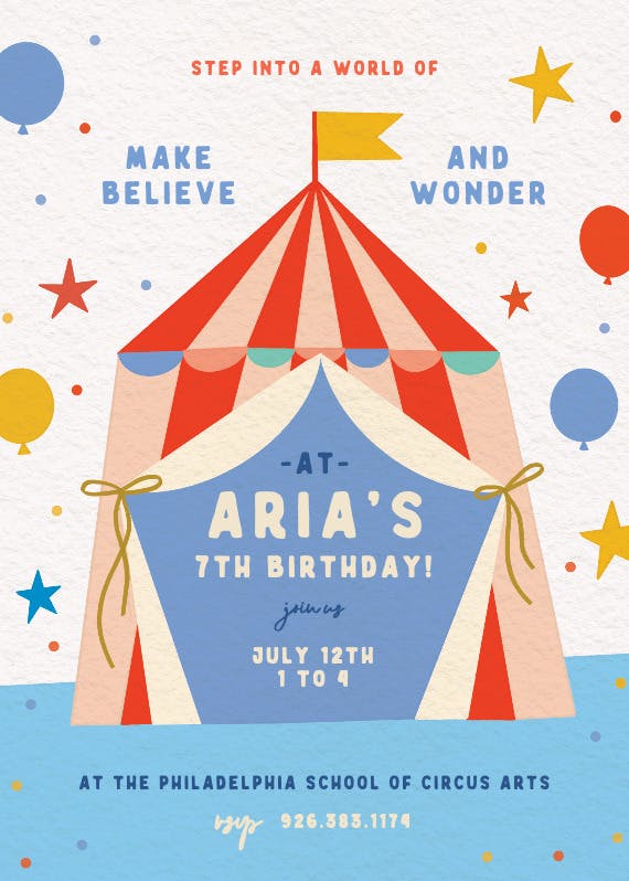 Colorful circus - party invitation
