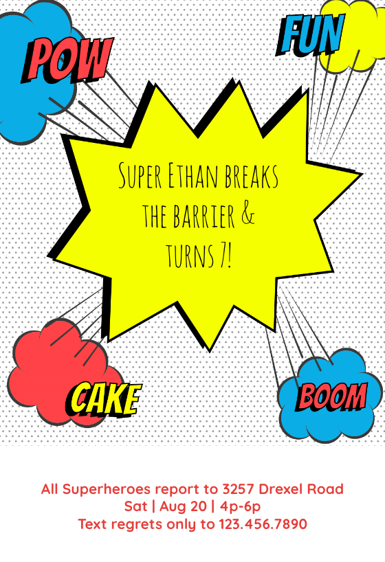 design buddies 20 x Superhero birthday party invites,Boys super hero party invites NO Envelopes
