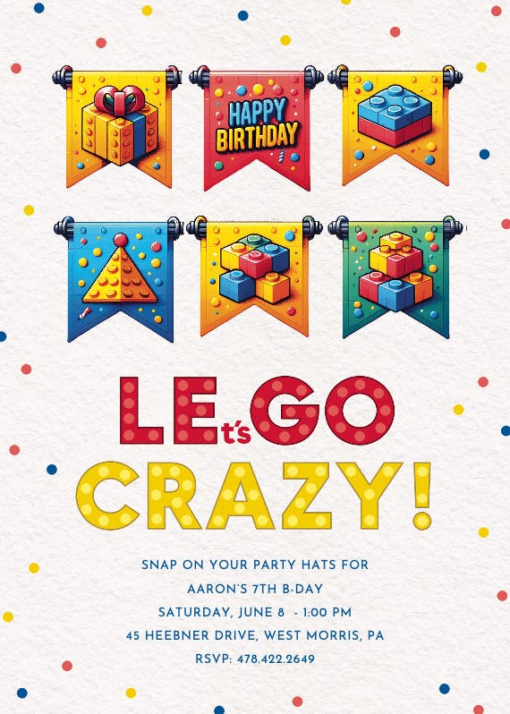 Crazy flags - birthday invitation