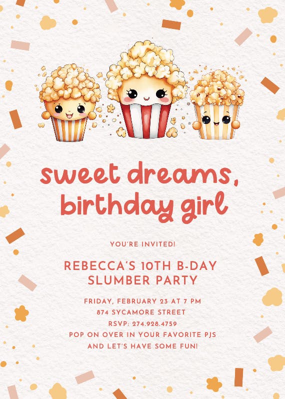 Cute kernels - sleepover party invitation