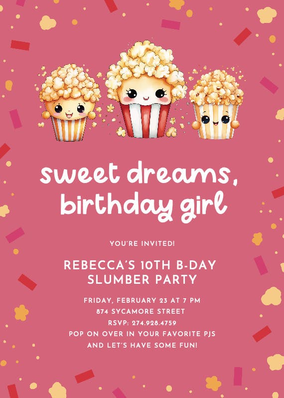 Cute kernels - sleepover party invitation