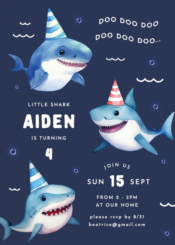 Cutest shark - party invitation