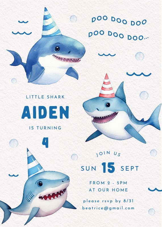 Cutest shark -  invitación de fiesta