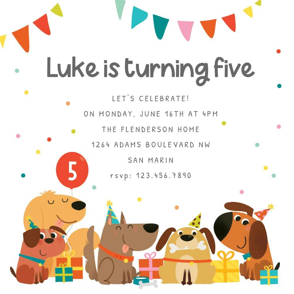 Delighted dogs - birthday invitation