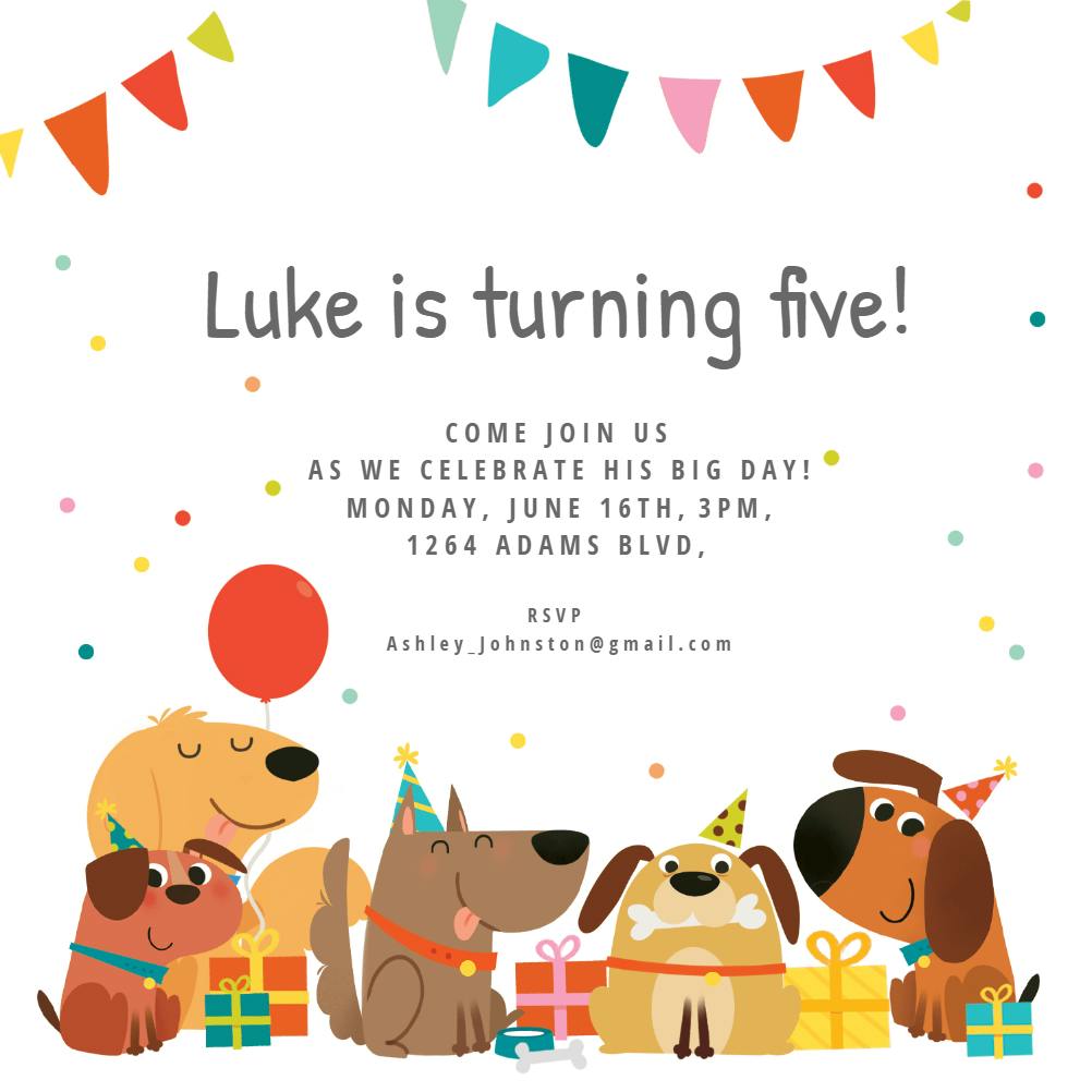 Delighted Dogs Birthday Invitation Template Free Greetings Island