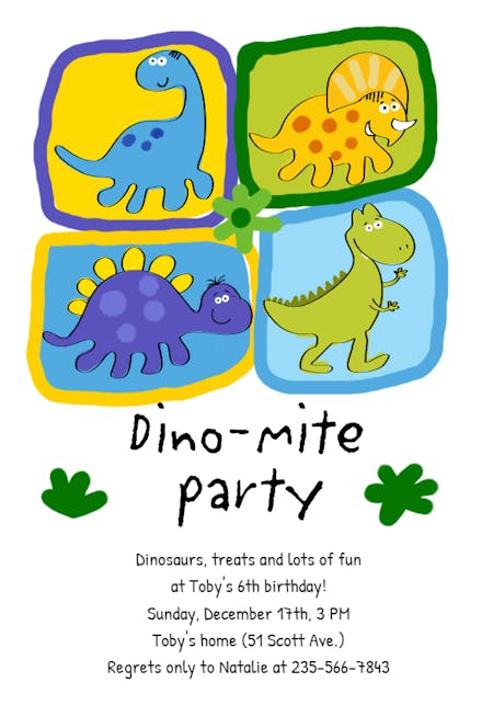 Dino Mite Birthday Party - Birthday Invitation