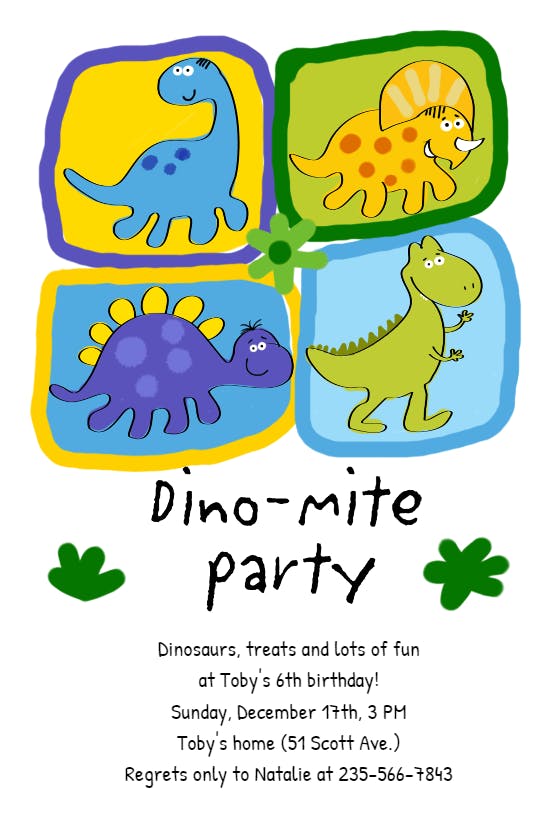 Dino mite birthday party -  invitación de cumpleaños