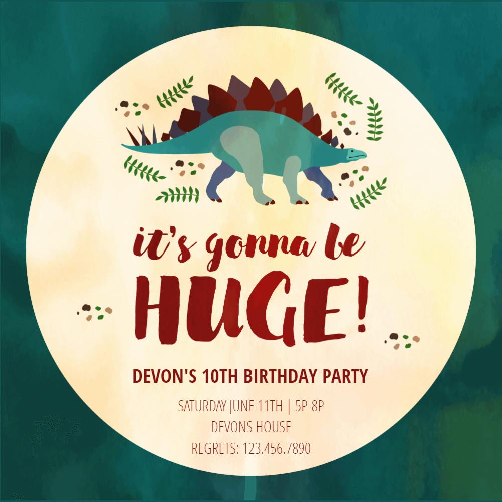 Dinosaur day - birthday invitation