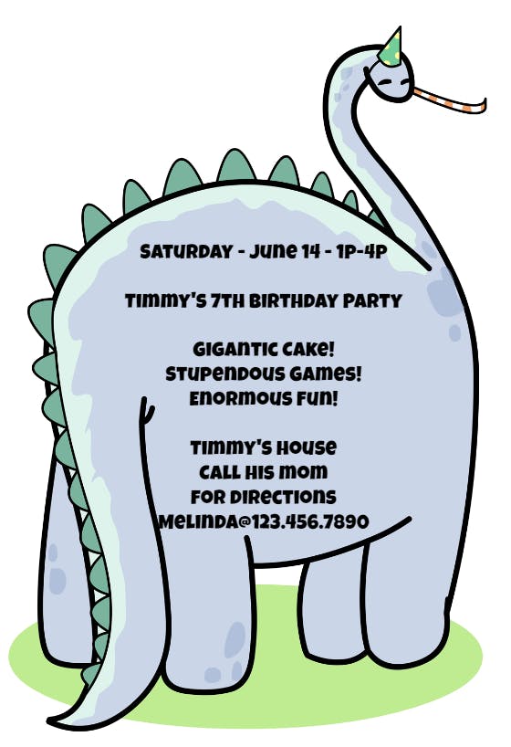 Dinosaur - birthday invitation