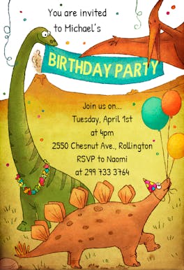 Dinosaur Birthday Invitation Template (Free)  Greetings 