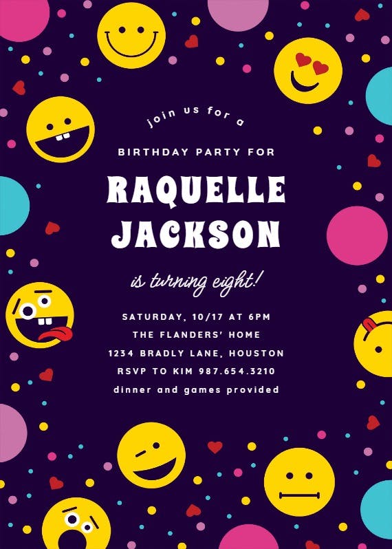 Emoji confetti - sleepover party invitation