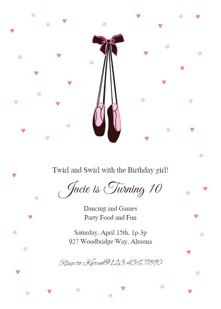 En pointe - birthday invitation