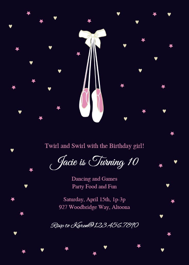 En pointe - birthday invitation