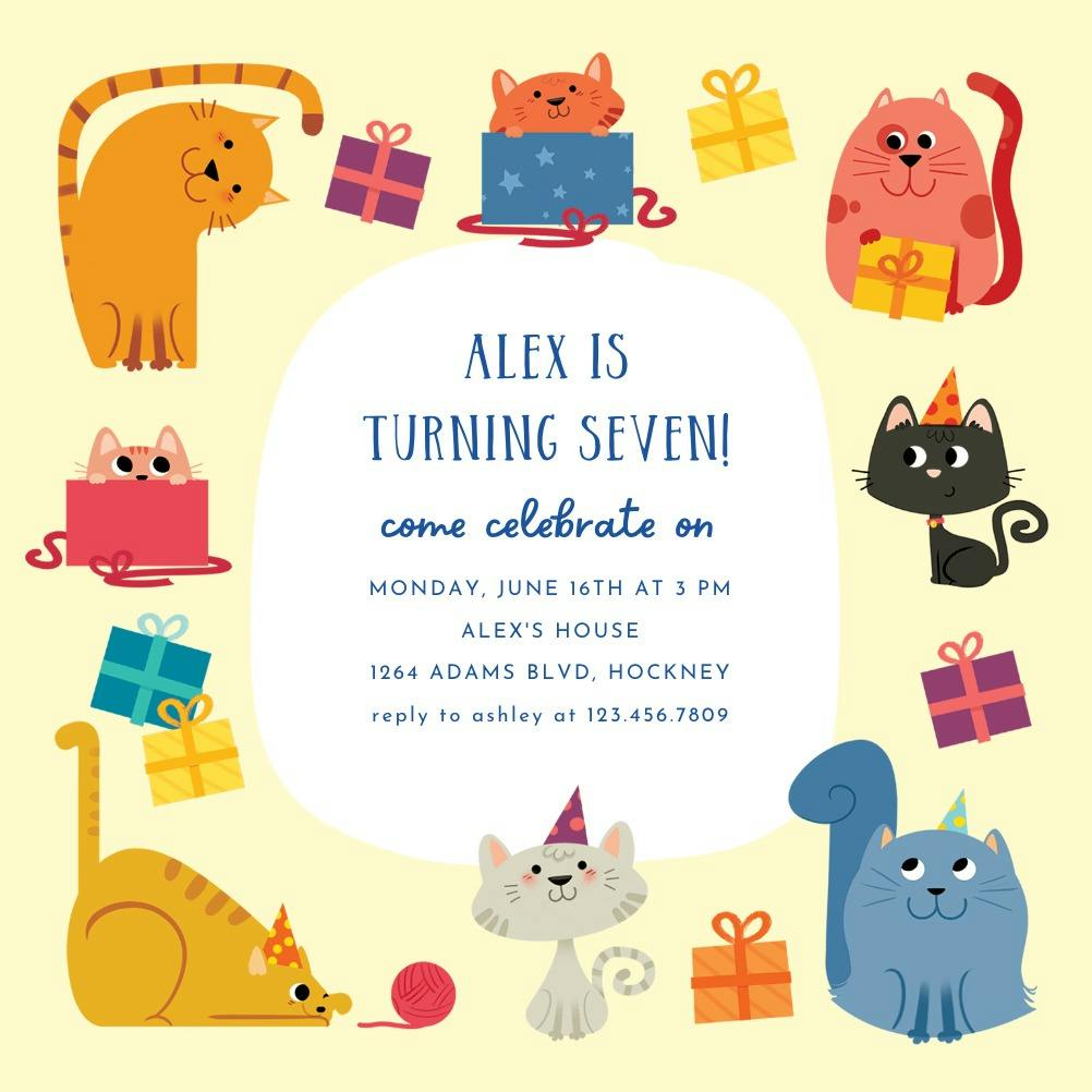 Feline frame - birthday invitation
