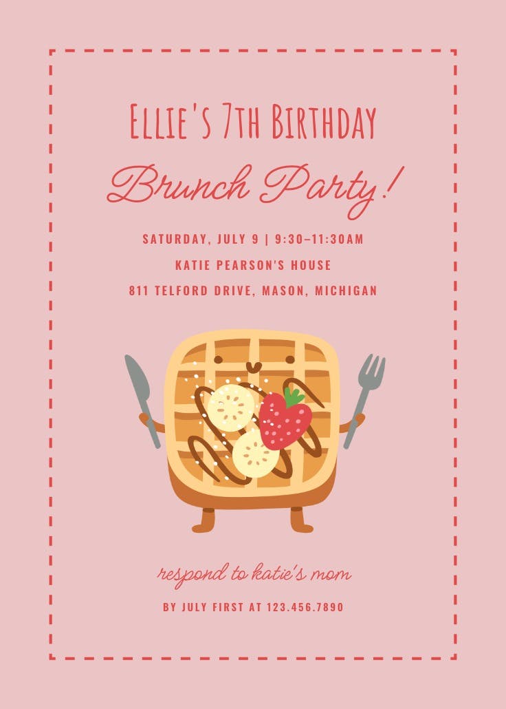 Food fun waffle - invitación de cumpleaños