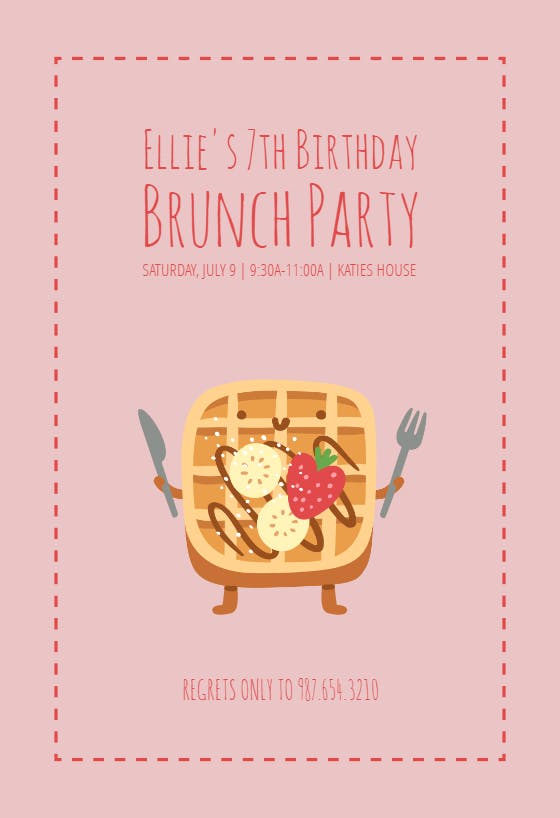 Food fun waffle -  invitación de cumpleaños
